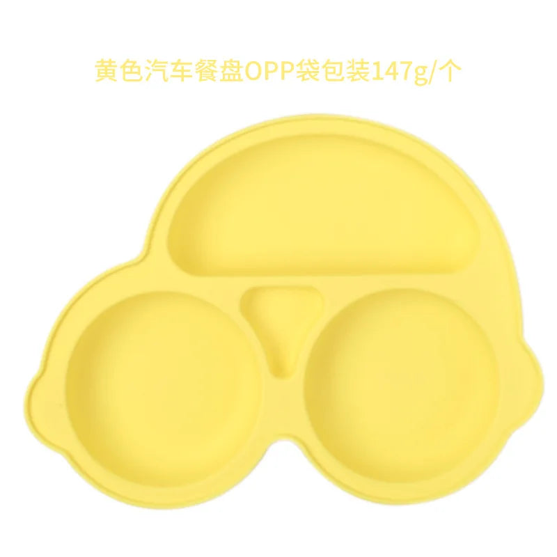Baby plate with suction cup, car model