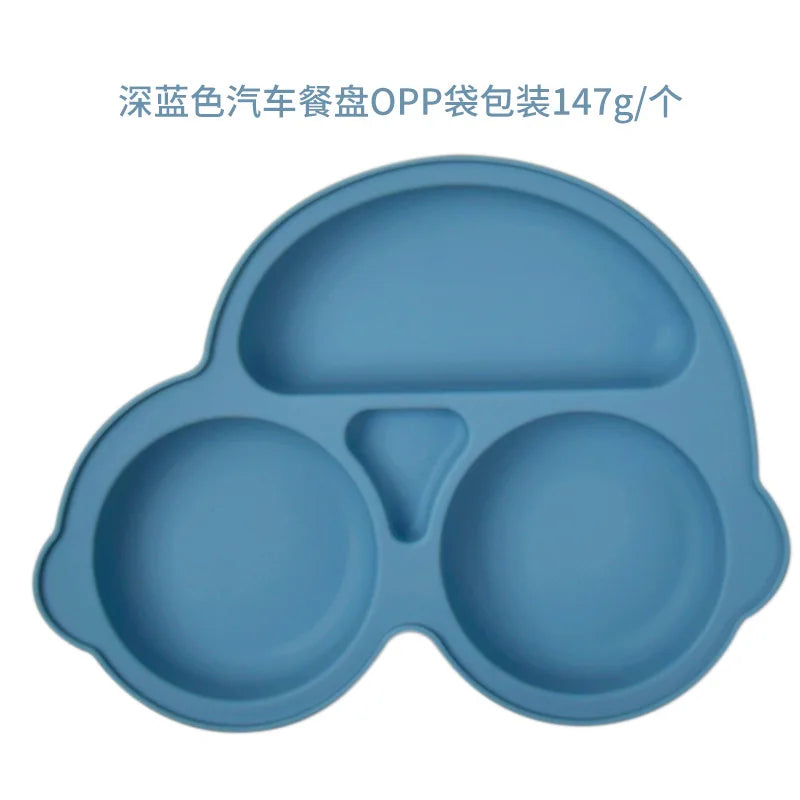 Baby plate with suction cup, car model