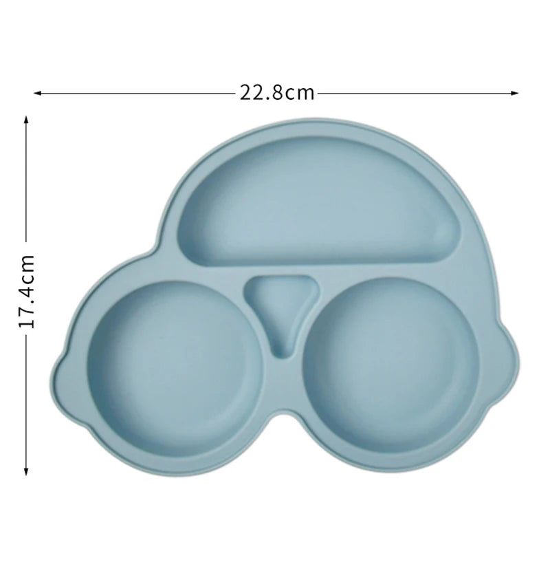 Baby plate with suction cup, car model