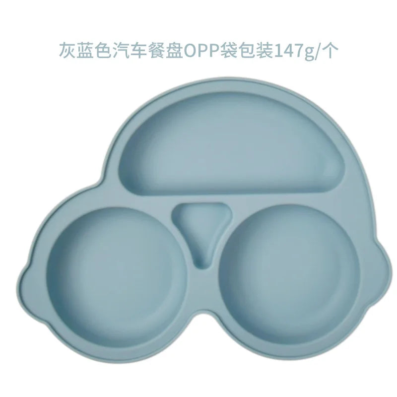 Baby plate with suction cup, car model