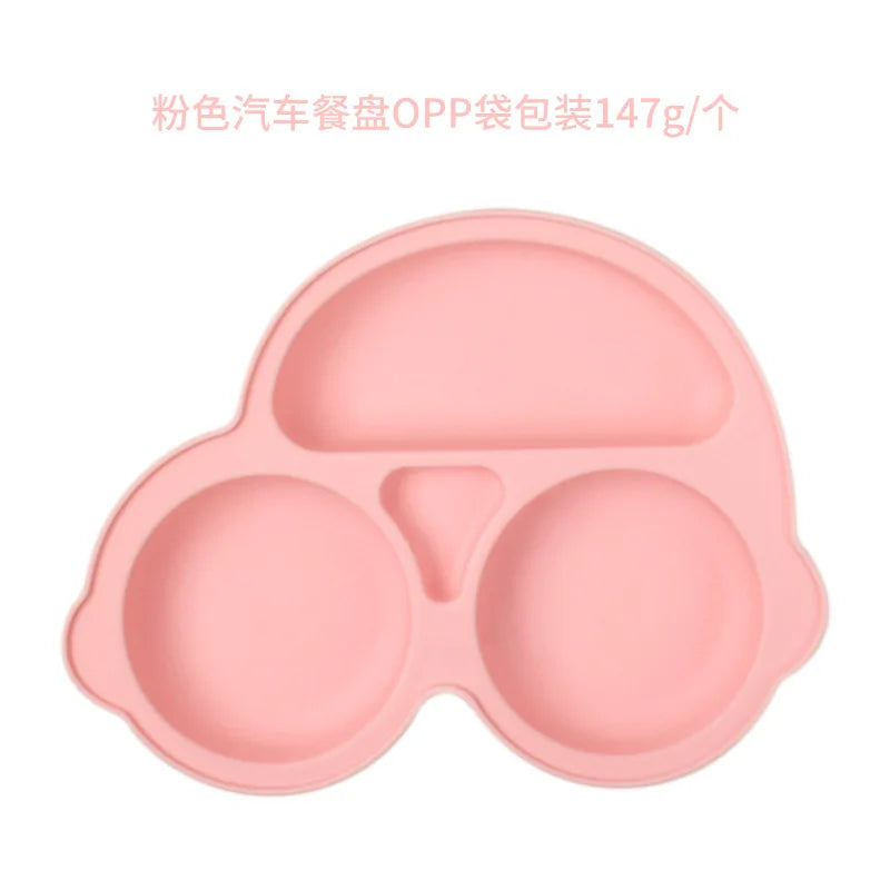 Baby plate with suction cup, car model
