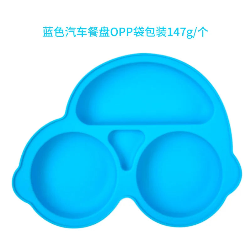 Baby plate with suction cup, car model