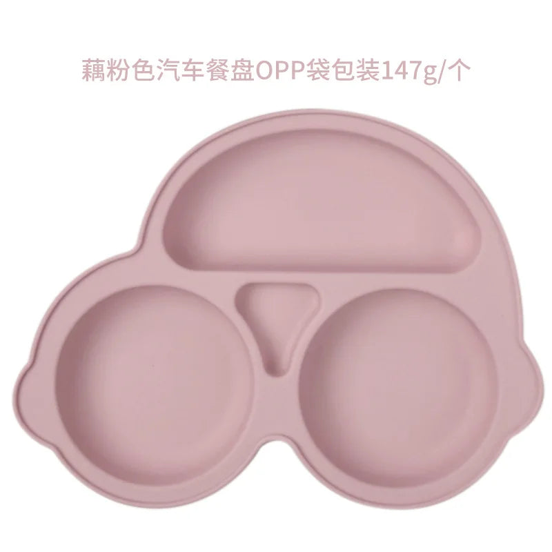 Baby plate with suction cup, car model